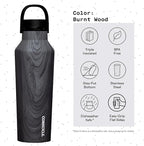 Corkcicle Sport Canteen Insulated Tumbler, Burnt Wood, 20 oz – Reusable Water Bottle Keeps Beverages Cold for 25 Hours & Hot 12 Hours – Cupholder Friendly Tumbler with Screw-On Cap