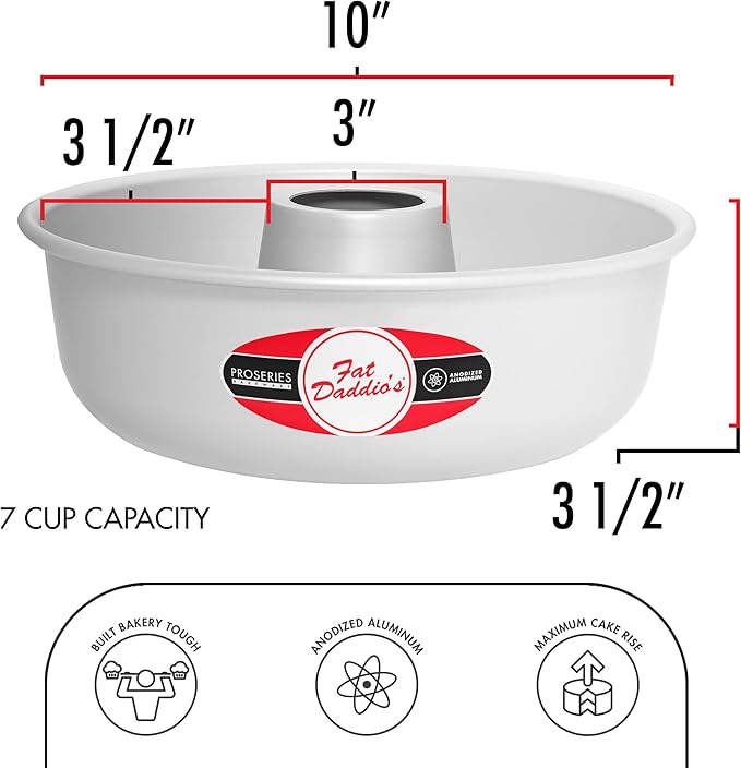 Fat Daddio's RMP-10 Anodized Aluminum Ring Mold Pan, 10 x 3.5 Inch, Silver