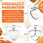 3-Piece Set Mixer Accessories for KitchenAid 4.5QT Tilt-Head Stand Mixers – K45WW, K45DH & K45B Replacement, All Stainless Steel, Dishwasher Safe