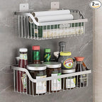 2 Set Fruit Basket for Kitchen, Pantry Kitchen Organizers and Storage, SUS304 Stainless Steel Wire Wall Basket, Onion Potato Vegetable Storage for Countertop Floor Cabinet Shelf