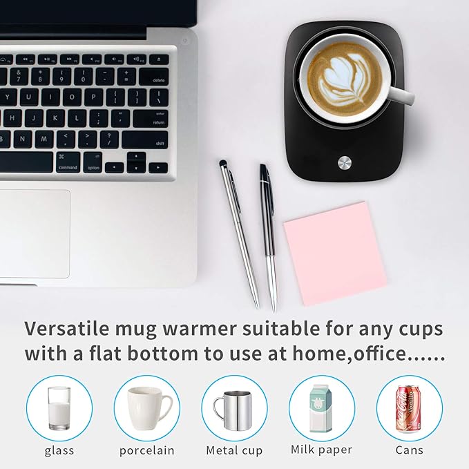 Misby Mug Warmer for Desk Use, Auto Shut Off, Gravity-Induction Warmer for Coffee Lovers - Christmas/Birthday Gift (Deep Black)