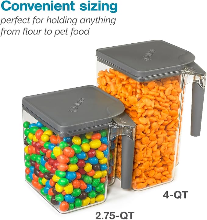 Polder Handle-It Canister, BPA-Free Plastic, Stackable Storage Canister, Air-Tight Food Storage Container, Canister for Kitchen Organization and Storage, 2.75-Quart