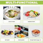 Vegetable Steamer Basket, Stainless Steel Folding Steamer Basket for Cooking, Vegetables, Fish, Pasta, Eggs, Fit Various Size Pot (5.5 inches to 9.2 inches)