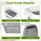 ROTTOGOON Collapsible Colander Set with Strainer Bowl, 2 in 1 Fruit Washing Basket with Strainer, 5 + 3 QT Plastic Colanders for Kitchen, Foldable Double Layered Colanders Bowl for Vegetable, Grey