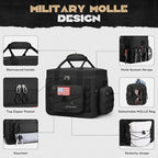 Maelstrom Large Tactical Lunch Box for Men,Insulated Lunch Bag, Durable Leakproof Cooler Bags with Detachable MOLLE Bag,Modern Lunch Tote for Adult Women Work,Picnic,30 Cans/20 L, Black
