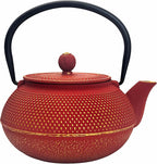 30.4oz Small Cast Iron Teapot, Tea Kettle for Stovetop Safe Coated with Enameled Interior, Red Japanese Tetsubin, Tea Pot with Stainless Steel Infuser for Loose Tea(900ml)