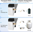 GREEN PARTY 22 inch Tabletop Griddle with Ceramic Coated Cast Iron Plate, 3 Burners Flat Top Griddle, Portable Propane Gas BBQ Grill Griddle for Kitchen Outdoor Cooking Barbecue Camping Tailgating