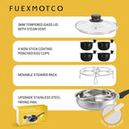 Egg Poacher Pan, Stainless Steel Egg Poaching Pan for Benedict Breakfast Maker, Poached Egg Cookware with 4 Nonstick Large PFOA Free Egg Poacher Cups and Silicone Spatula