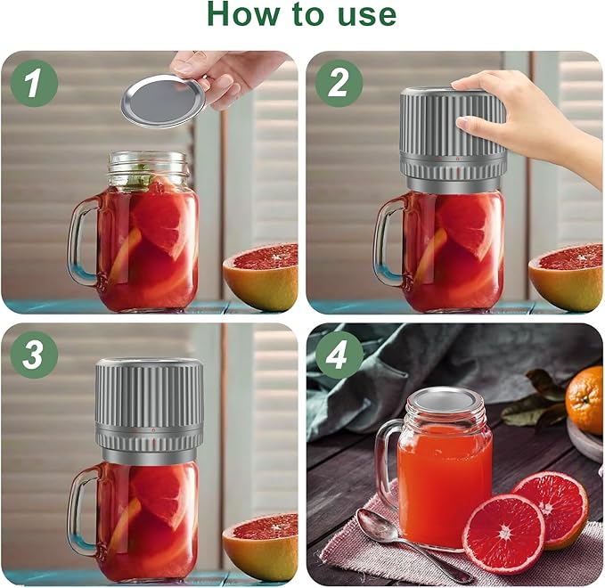 M12 Auto Stop Electric Mason Jar Vacuum Sealer - 2025 Upgrade Smart Jar Vacuum Sealer for Mason Jars with Wide and Regular Mouth Canning Jar Lids Portable Mason Jar Sealer Machine Kit