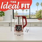 Gourmia Electric Programmable Glass Kettle – 1.7L Temperature Control Tea & Coffee Kettle with Digital Touch Display, 6 Presets, Keep Warm, Removable Stainless Steel Infuser, 360° Swivel Base – Red