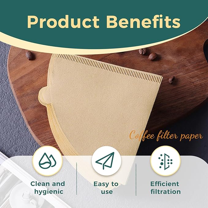 Cone Coffee Filter Papers, V02 Size, 100-Count Pack for Pour Over Coffee Makers (V02)