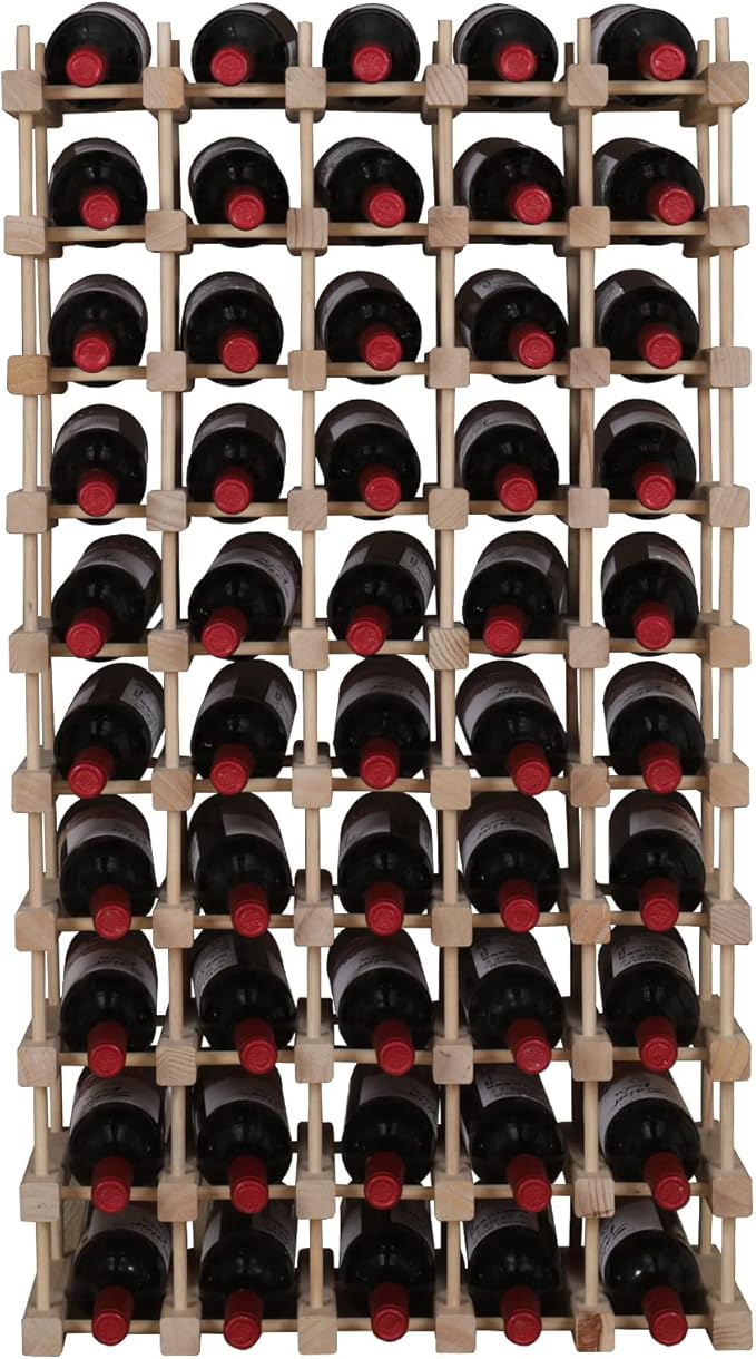 Wine Rack Small countertop Cabinet Stackable Storage Wooden freestanding Floor Wine Holder (50 Bottles)