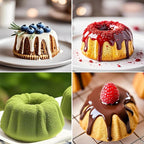 CAKETIME Mini Fluted Tube Pan with Metal Reinforced Frame, 6-Cavity Silicone Nonstick Small Cake Molds 2Pcs for Chocoflan, Donuts, Cornbread, Brownies, Jellies BPA Free