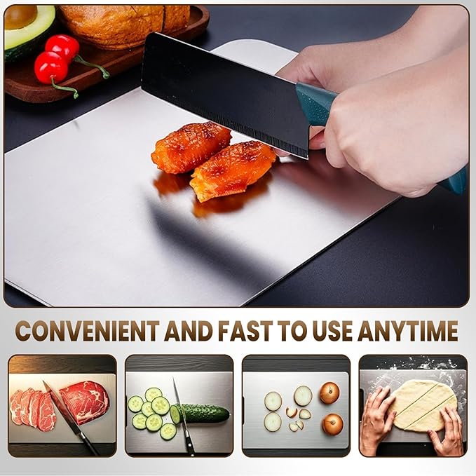 Titanium Cutting Board, 2025 Upgrade 100% Pure Titanium Cutting Boards for Kitchen,Food Grade Double Sided Cutting Mat for Meats,Fruits,Vegetables, Dishwasher Safe Chopping Boards-14"L x 10"W