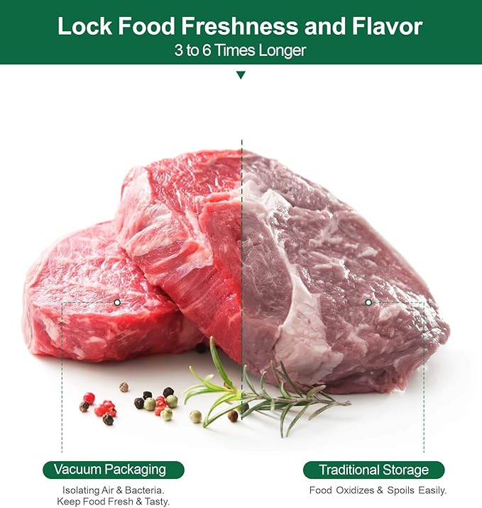 Vacuum Sealer Bags for Food, BPA-free Heavy Duty Vacuum Sealer Bags Rolls 11 Inch 16 Feet 3-pack, Ideal for Custom Fit Food Saver, Seal a Meal, or Sous Vide