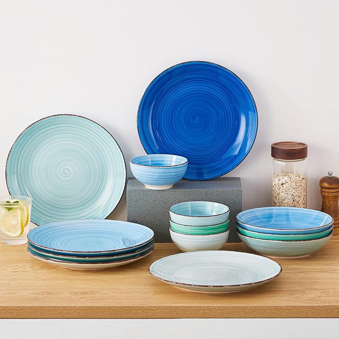 vancasso Bonita Dinner Plate Set, 10.5 Inch Ceramic Plates, Colorful Salad Plates set of 6, Microwave Oven and Dishwasher Safe, Assorted Color