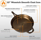 Backcountry Iron 10-1/4 Inch Smooth Wasatch Pre-Seasoned Round Cast Iron Skillet