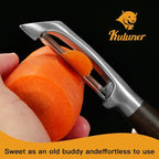 Serrated Blade Premium I Type 304 Stainless Steel Multifunctional Kitchen Peeler Real Wood Handle Ultra Sharp Blade Vegetable Potato Apple（Agarwood）