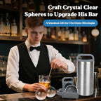 Clear Ice Ball Maker, 2.4" Round Ice cube Mold for Whiskey Stainless Steel & Non-BPA Silicone, Cocktails, Drinks & Bourbon Gifts for Men Woman