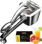 Lemon Squeezer Stainless Steel, Manual Juicer Citrus Lime Orange Fruit Squeezer Heavy Duty Ergonomic Handle Labor-saving Large Capacity Juice Press Hand Handheld Juicer (5 Year Warranty)