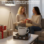 Coffee Mug Warmer, 20W Fast Heating & Constant Temperature Control, 6-Temp Settings, 1-12H Timer, Candle Warmer, Compatible with Various Cups for Coffee, Tea, Milk (Wood)