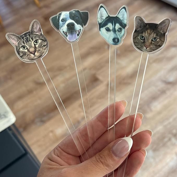 Personalized Dog Drink Stirrers, Custom Wedding Pet Illustration Acrylic Sticks for Wedding Cocktails, Unique Party Favors & Reception Decor Style 2