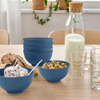 wheat straw dessert bowls 10oz set of 8 - Unbreakable snack Bowls Dishwasher Safe - Handy Bowls for Ice Cream,Yogurt and Fruits. Blue