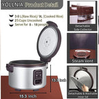 Commercial Rice Cooker & 45 Cups (Cooked) Large Cooker Rice | 8.17Qt Rice Warmer Commercial | 1200W Fast Cooking Electric Rice Cooker for Restaurant | Auto Keep Warm | Non-Stick Inner Pot