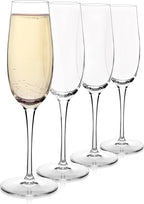 Luigi Bormioli Crescendo 8-ounce. Champagne Flutes , Set Of 4, Prosecco Glasses, Clear Crystal Son-hyx Glass, Dishwasher Safe, Made In Italy.