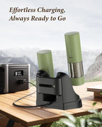 Electric Salt and Pepper Grinder Set - Automatic Refillable Salt and Pepper Grinders with Charging Base & LED Light, 6-Level Adjustable Coarseness with External Dial, Ideal Kitchen Gadget，Green