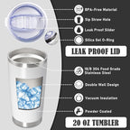 20 oz Tumbler Coffee Tavel Tumblers Bulk with Lid Stainless Steel Double Wall Vacuum Insulated Mug Powder Coated Cups fit Car Cupholder for Hot and Cold - White, 4Pack