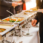 MEEZY 4 Pack 9QT Chafing Dish Buffet Set, Stainless Steel Buffet Chafers with Full Size, Half Size, Size Pan Foldable Catering Food Warmer for Wedding Banquet Catering Party