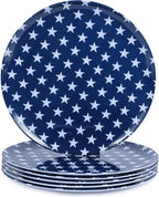 White Melamine Dinner Plates,6pcs Dishes Set,10inch Lightweight Round Plates,Scratch Resistant Unbreakable Serving Dishes,Star