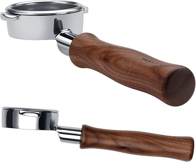 Normcore 58mm E61 Naked Portafilter for Lelit, Flair 58, ECM, Rocket, E61 Group Heads Machines, Bottomless Espresso Portafilter with 18g Basket, Genuine American Walnut Handle