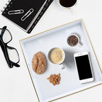 Spsyrine Decorative Tray, 13" Plastic Square Coffee Table Tray with Handles for Living Room, Ottoman, Bathroom Decor