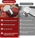Meat Tenderizer 304 Stainless Steel Heavy Meat Hammer Tool and Hand-Held Meat Tenderizing Needle Tool can Tenderize Steak, Chicken, Fish, Pork, Beef and Veal Easily