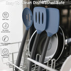 Coukre Silicone Kitchen Cooking Utensils Set with Holder – Heat-Resistant, Food-Grade Kitchen Tools, Spatula, Spoon & Gadgets for Non-Stick Pans, Dishwasher Safe (14, DarkBlue)