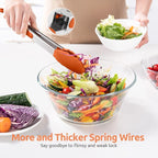 600ºF Heat Resistant Kitchen Tongs: U-Taste 9+12 inch Silicone Cooking Tong Set with Firm Sealed Non Stick Rubber Tips and Silicon Coated 18/8 Stainless Steel Handle for Serving Grilling Salad(Orange)