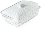 KOOV Ceramic Casserole Dish with Lid, Covered Rectangular Casserole Dish Set, Lasagna Pans with Lid for Cooking, Baking dish With Lid for Dinner, 9 x 13 Inches, Splash Series (Splashed White)