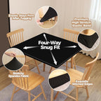SereneGrace Elastic Card Table Cover, Windproof Tablecloth 34x34 Inch Reusable Spandex Fitted Stretch Square Folding Table Cloth for Board Games, Dining Room, Puzzle Solving, Camping, Black