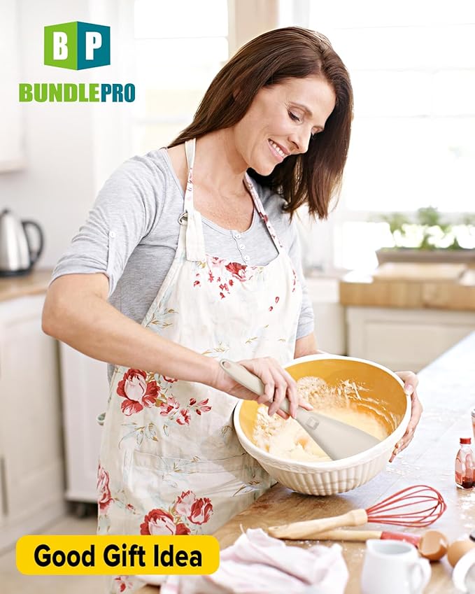 Pack of 2 Cooking Spoons for Non Stick Cookware, Multifunction Spatula Spoon BPA-Free, One-Piece Design, Suitable for Scooping, Scraping, Serving and Mixing(BLACK-KHAKI)