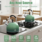 Tea Kettle Stovetop,Stainless Steel Whistling Tea Kettle For Stove Top, 2.5 Qt Tea Pot With Folding Handle, Food Grade Water Teapot Water Kettle For Stove Home Camping Travel,Gradient Green