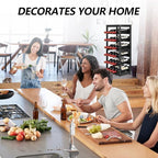 Wine Rack 24-Botttle Freestanding Floor, 6-Tier Wine Rack Shelf with Table Top, Bamboo Display Wine Storage Shelves Kitchen Bar Dining Room Living Room, Black