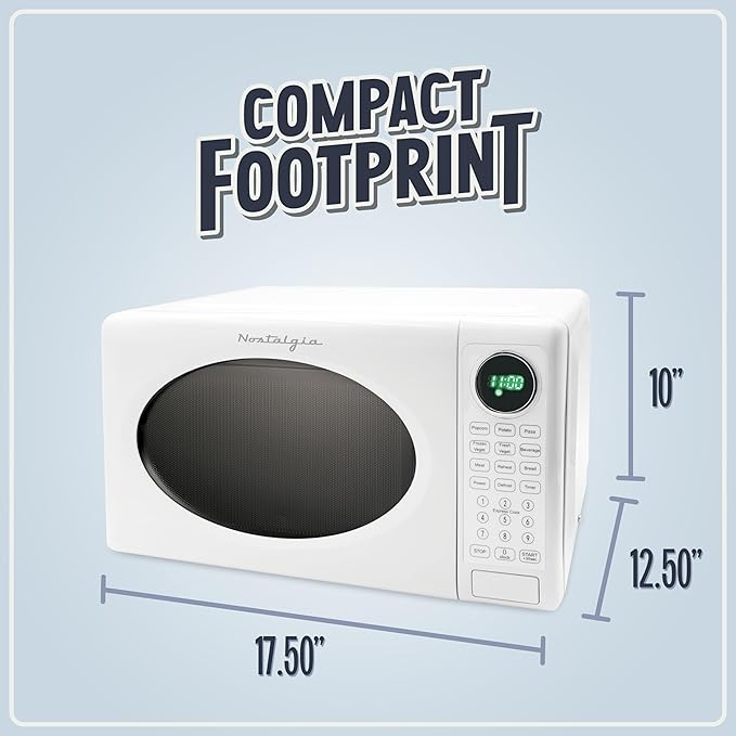 Nostalgia Modern Retro Countertop Microwave Oven - 700-Watt - 0.7 cu ft - Retro Microwave and Accessory Bundle with Popcorn Popper, Egg Poacher / Omelet Cooker, and Divided Plate with Cover - White