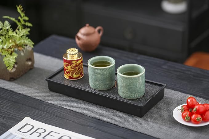 Ceramic Espresso Cups Set of 2 or 4-3oz Demitasse Cups for Coffee & Tea, No Handles, Durable & Dishwasher Safe (green, 2)