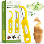Spring Chef Premium Stainless Steel Yellow Swivel Potato Peelers for Kitchen, Dishwasher Safe Carrot Peeler with Comfortable Handle, Perfect for Vegetable, Fruit, Apple, Cucumber - Set of 2