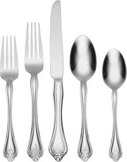 Oneida Boutonniere 45 Piece Everday Flatware, Service for 8, 18/0 Stainless Steel. Silverware Set, Dishwasher Safe, Multi