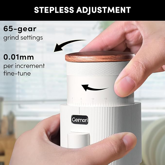 Coffee Grinder,Wirsh Portable Cordless Rechargeable Coffee Grinder Geimori T38 with Conical Burrs,3600mAh Batteries,Grind Settings for Espresso,Pour Over,French Press,Camping,Travel&Home Use