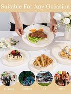 WDF 200PCS Ivory Plastic Plates - Elegant Ivory Disposable Plates for Party- Include 100 Dinner Plate 10’’ and 100 Plastic Dessert Plate 7’’ Perfect for Wedding/Party/BirthdayBaby Shower