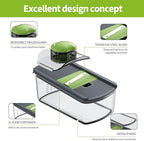 Cambom Mandoline Slicer Vegetable Slicer With 2 L Container for Potatoes, Tomatoes, Cucumbers, Carrots With 10 Blades White